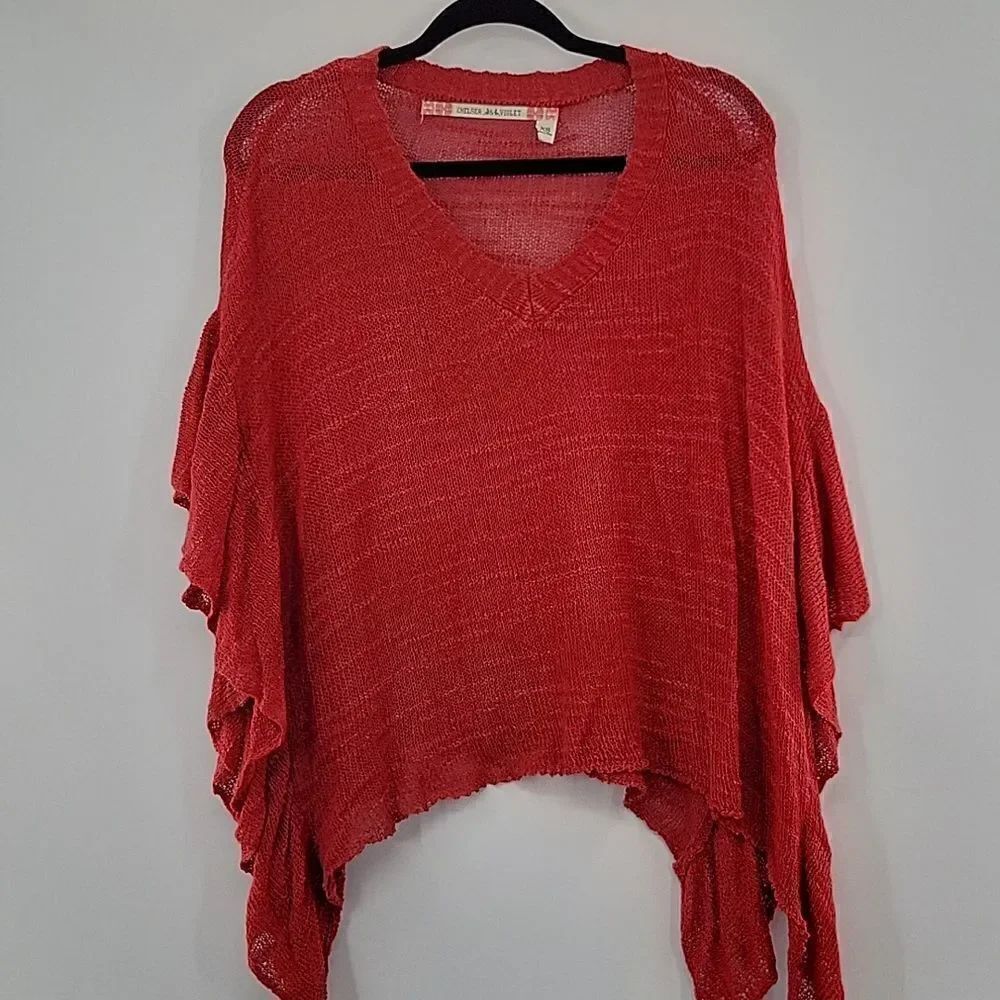 3 For$20 Chelsea & Violet Red Orange poncho size XS